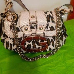 NWT Vintage Guess Animal Print Shoulder Bag. Chunky Chain. Excellent  cond50 OBO